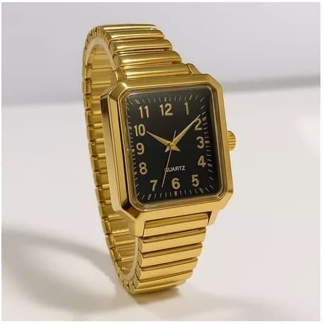 Relógio Quadrado Feminino De Quartzo Pulseira Elástica Á Prova D´agua Analógico Bracelete de Mola 3242