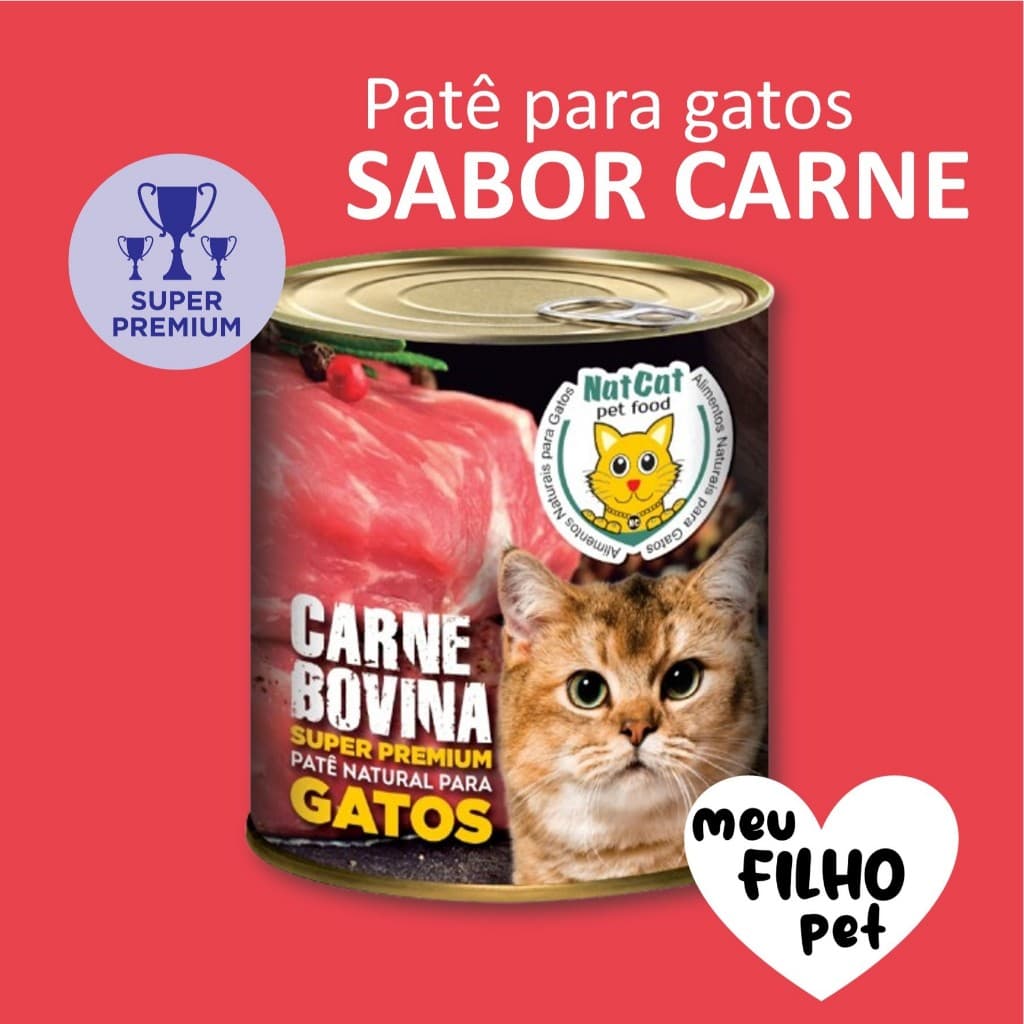 Ração Úmida Patê Natural Gatos Maximo Sabor Carne NatCat Pet Food Ração Molhada
