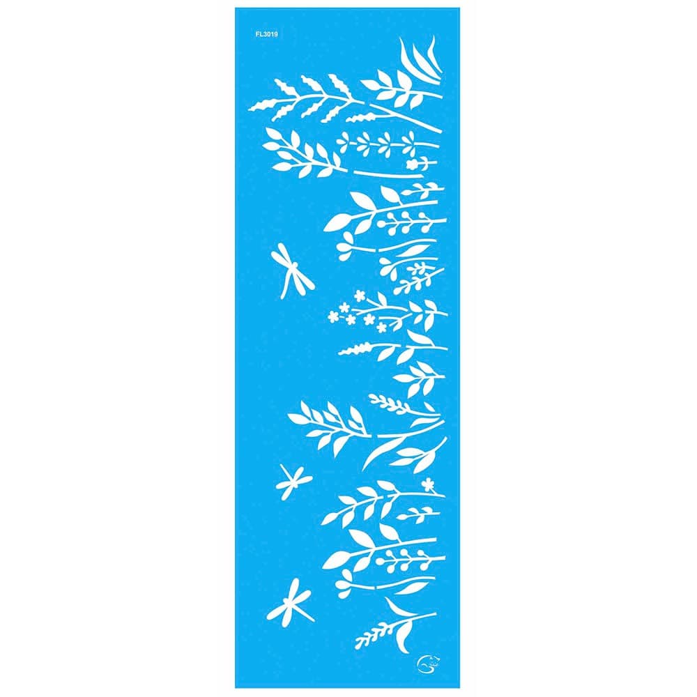 FL3019 - Plantas e Libélulas - 10x30 - Stencil Gatas Arteiras