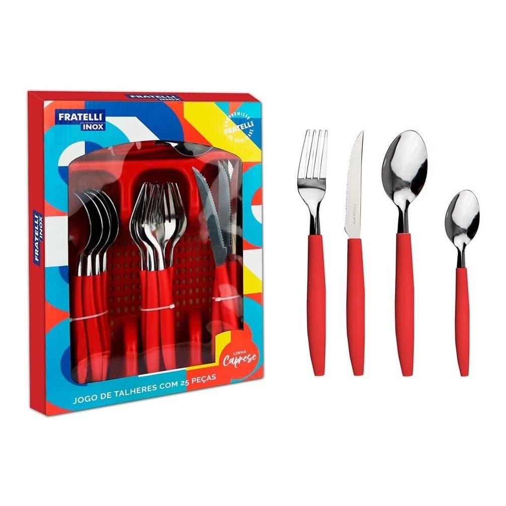Faqueiro Inox Jogo De Talheres Divisória Organizadora 25pcs