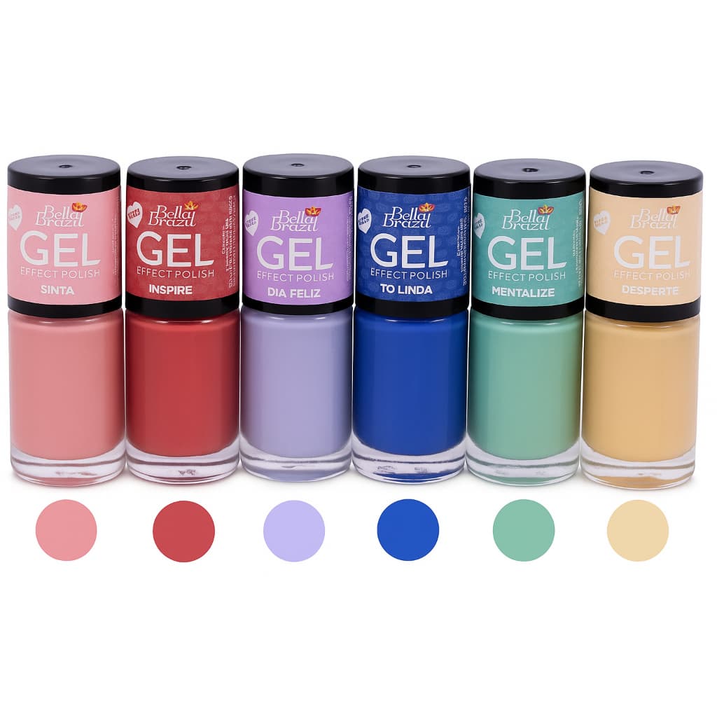 Kit 6 Esmaltes Bella Brazil Efeito Gel 9ml – Coleção Primavera