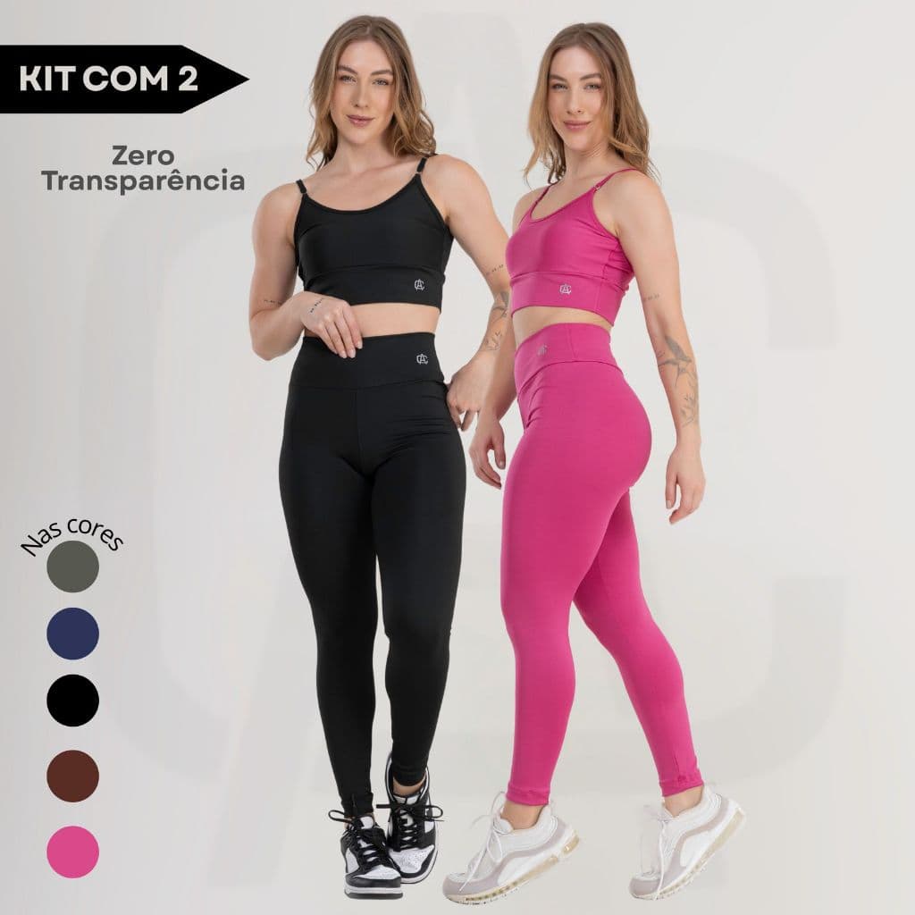 Kit 2 Calça Legging Fitness Academia Zero Transparência Conforto Dia a Dia