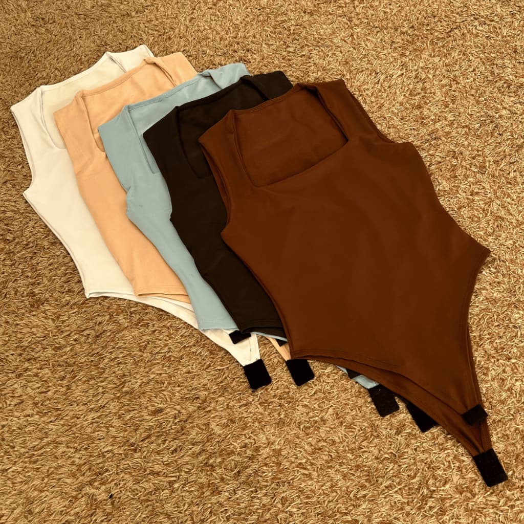 Body Gola Decote Quadrado Alças Grossas Dia A Dia Verão Collant Básico Bori Feminino Bory Suplex Regata Forrado Bodi