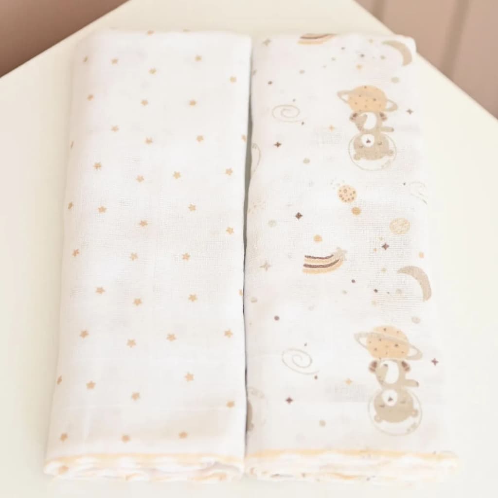 Kit 2 Toalhas Fralda Bebê Urso Bege Super Absorvente