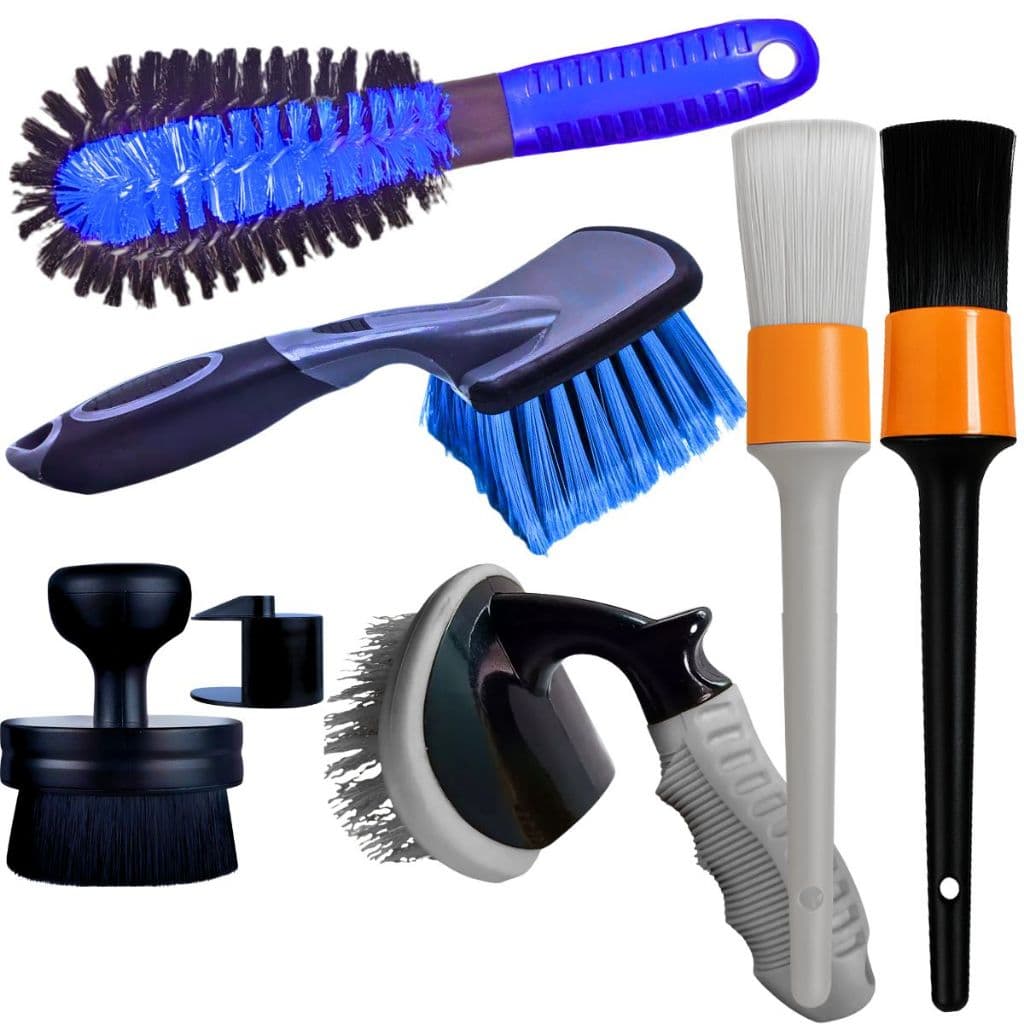 Kit 6 Pincel Externo Interno 18 Escova Caixa Furo de Roda Media Limpeza Pneu Aplicador Pneu Pretinho