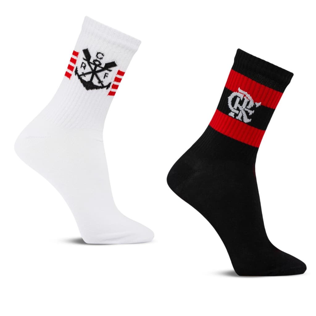 Kit 2 Pares Meia Esportiva Futebol Running Bike Gym Flamengo