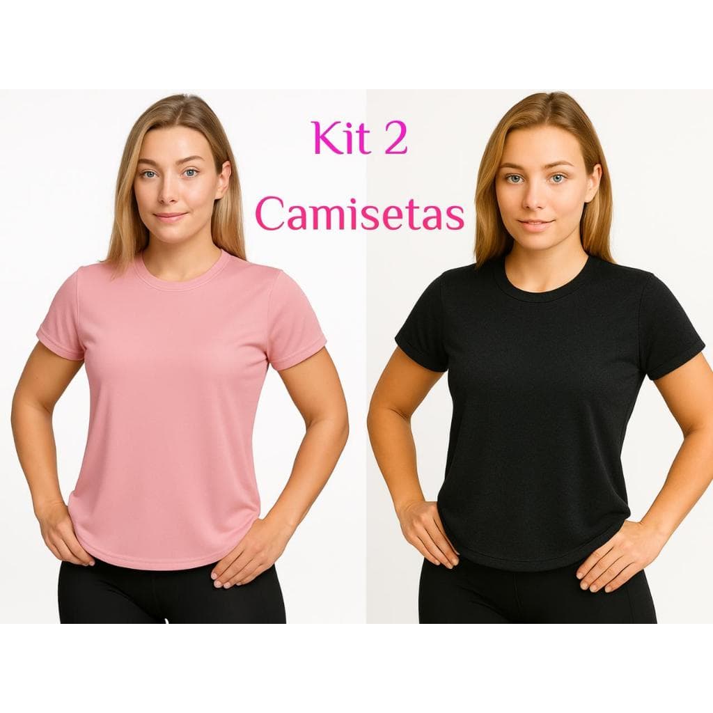 kit 2 camisetas blusa feminina Dry Fit academia proteção UV treino corrida caminhada fitness