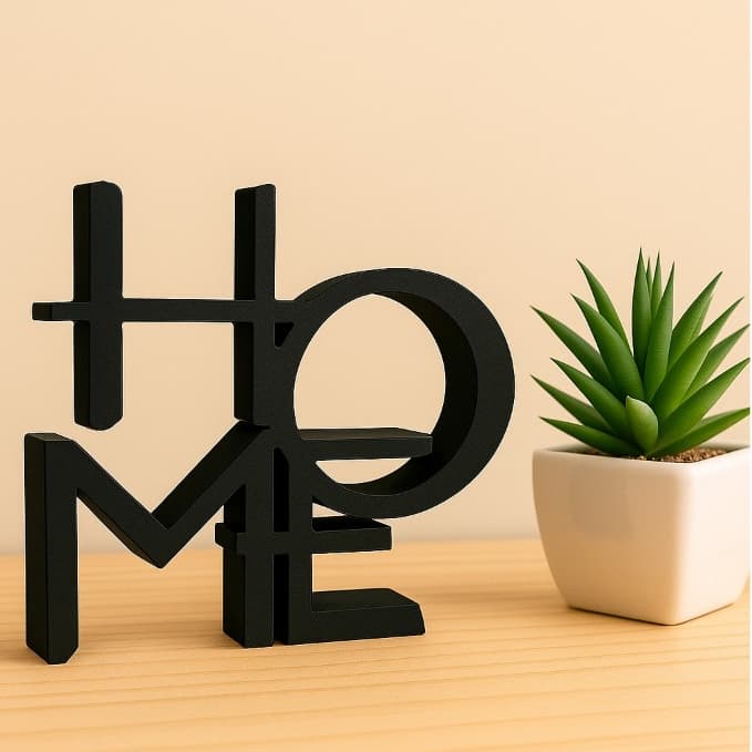 Enfeite decorativo letreiro HOME - Decoração para Sala, Quarto, Escritório, Estante