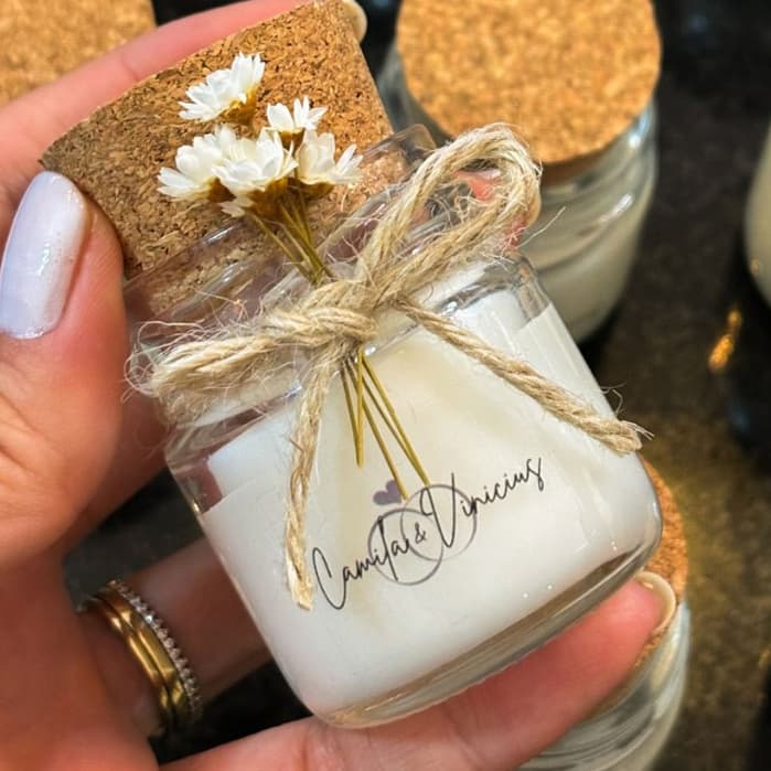 Kit 10 unidades Lembrancinha Vela 40 g 100% Vegetal x Velas Aromáticas Personalizadas ENVIO IMEDIATO!