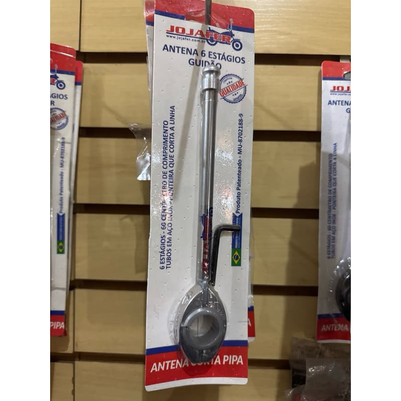 Antena Inox Corta Linha Pipa Moto Guidão Cromada Proteção - Jojafer