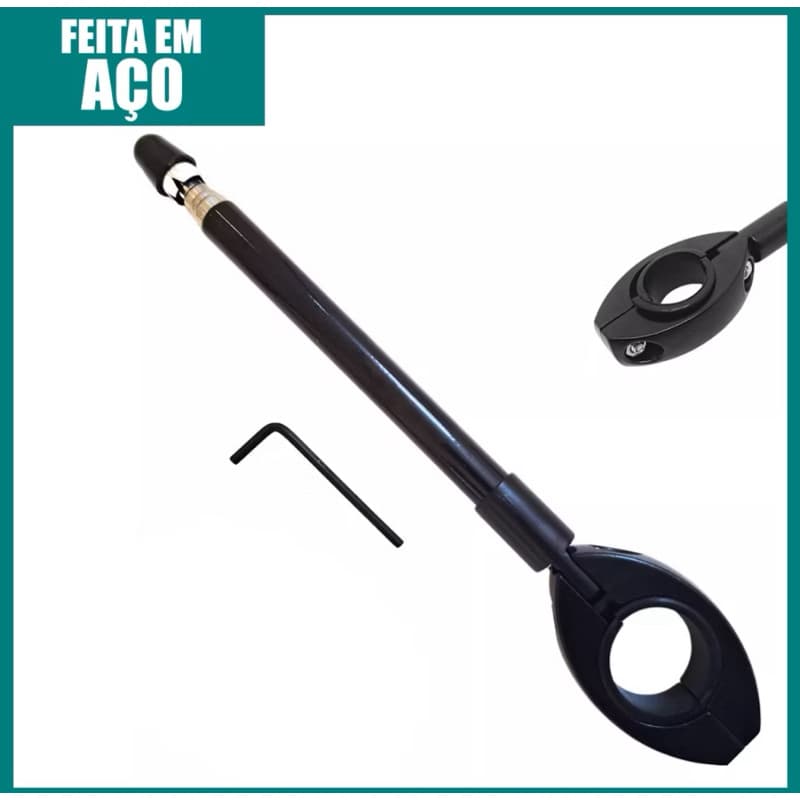 Antena Corta Pipa Moto PRETA Retrátil Aço Inox Moto Proteção Linha