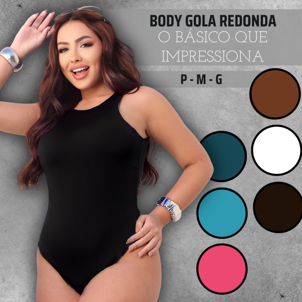 Body Regata Gola Redonda Collant Bori Básico Dia A Dia Bodi Feminino Sem Manga Moda Verão Bory Nadador Suplex Forrado