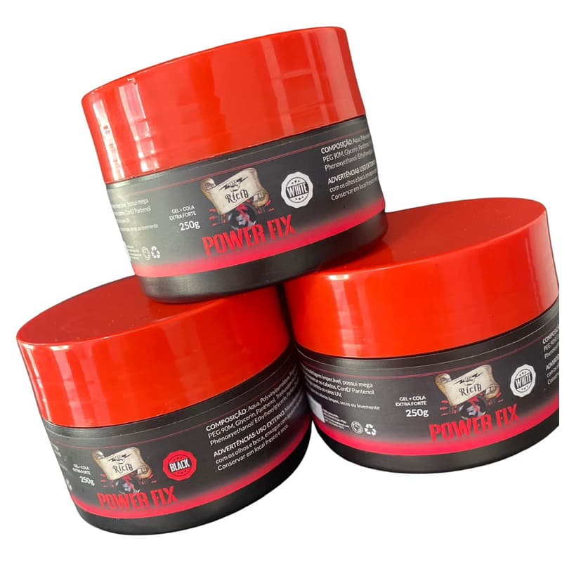 Kit 3 Gel Cola Power Fix 250g | Fixação Máxima | Brilho Intenso | Sem Resíduos | Cabelo Masculino