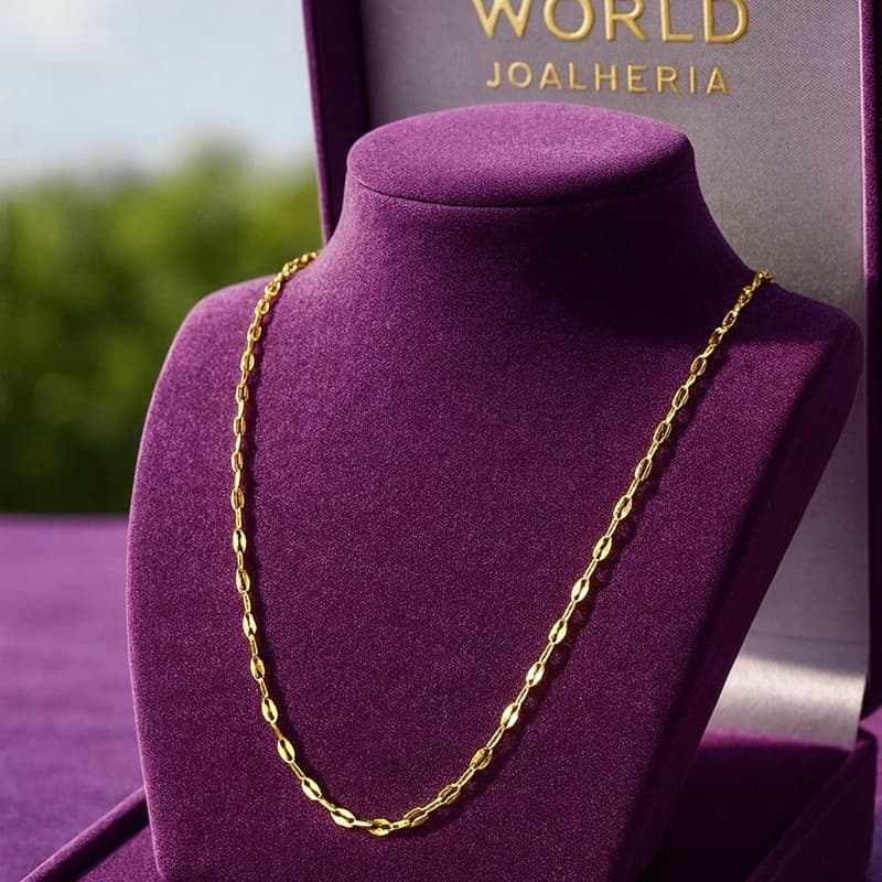 Colar Corrente feminino elo personalizado 50cm 100% Moeda Antiga cor de ouro Premium