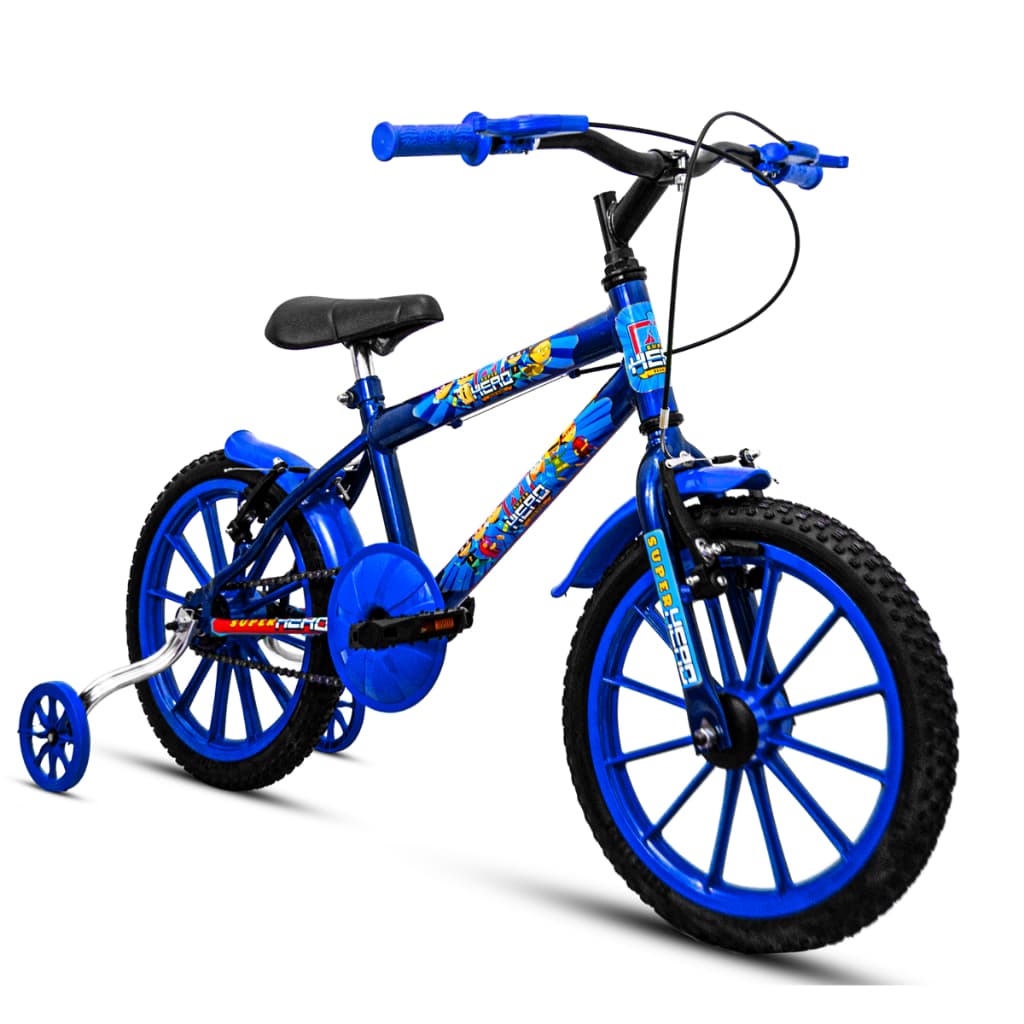 Bicicleta Infantil Masculina Aro 16 V-brake Hero Com Rodinhas quadro Aço Carbono Super Heroi