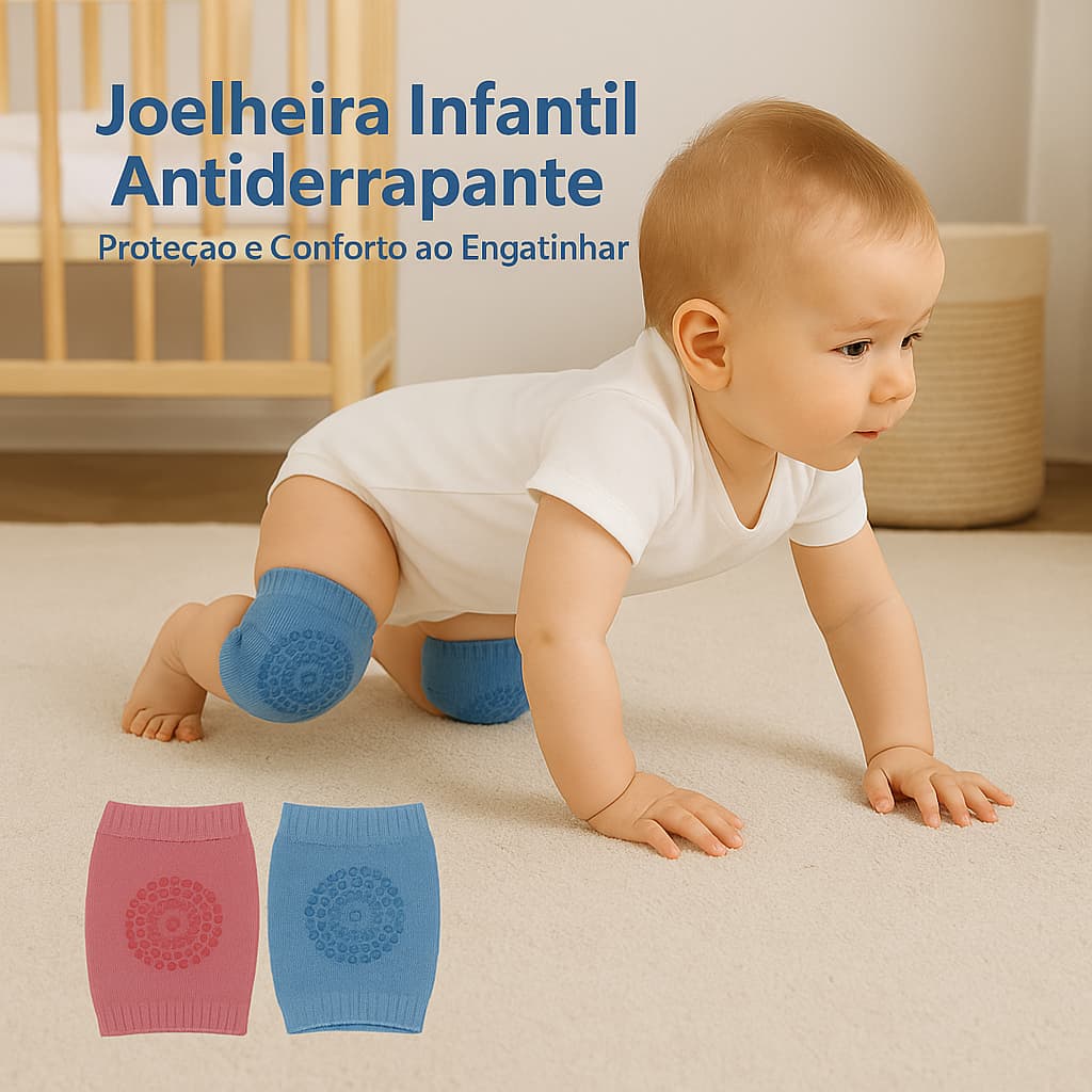 Joelheira Infantil Antiderrapante Para Bebê – Proteção-Segurança e Conforto ao Engatinhar Rastejar