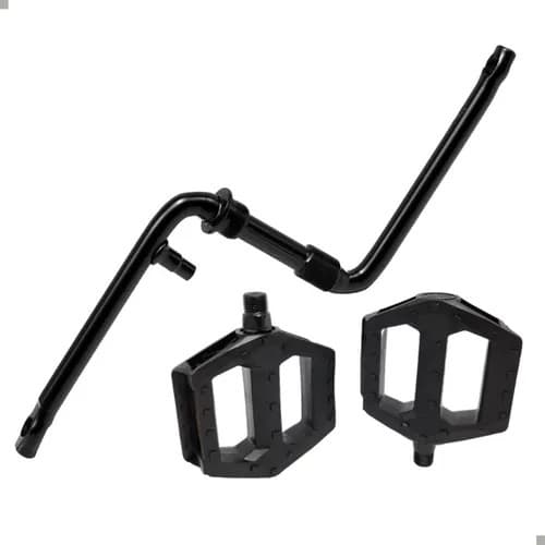 Kit Pé De Vela Pedivela Monobloco Aço  Bicicleta Aro 24 26 + Pedal Plataforma Nylon Rosca Fina Bike