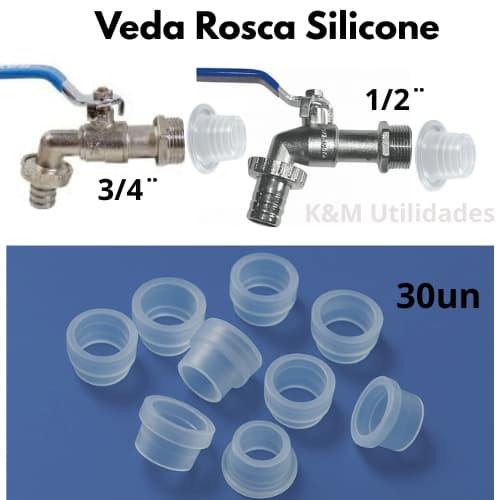 Veda Rosca de Silicone - Veda Junta para torneiras e Registros - 1/2 e 3/4