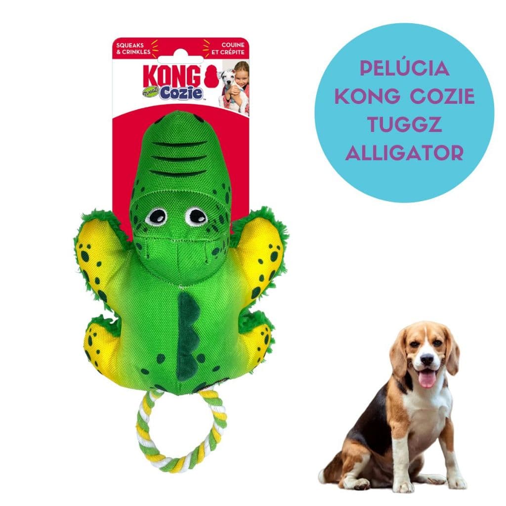 Brinquedo Pelúcia para Cachorro Kong Cozie Tuggz Alligator M/G Jacaré Resistente