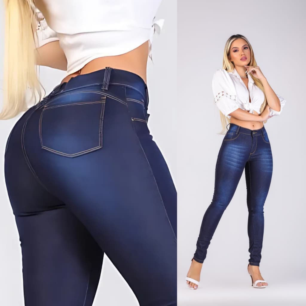 Calça Jeans Feminino Cintura Alta com Lycra Stretch Levanta Bumbum Valoriza Silhueta