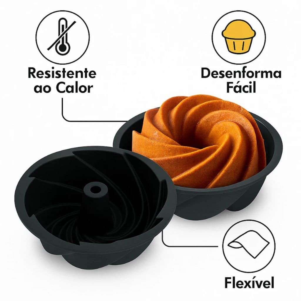 Forma De Silicone 16cm Bolo Pudim Torta Redonda Grande Forno Air Fryer Micro-ondas Lava-louças Vermelha Cinza Preta