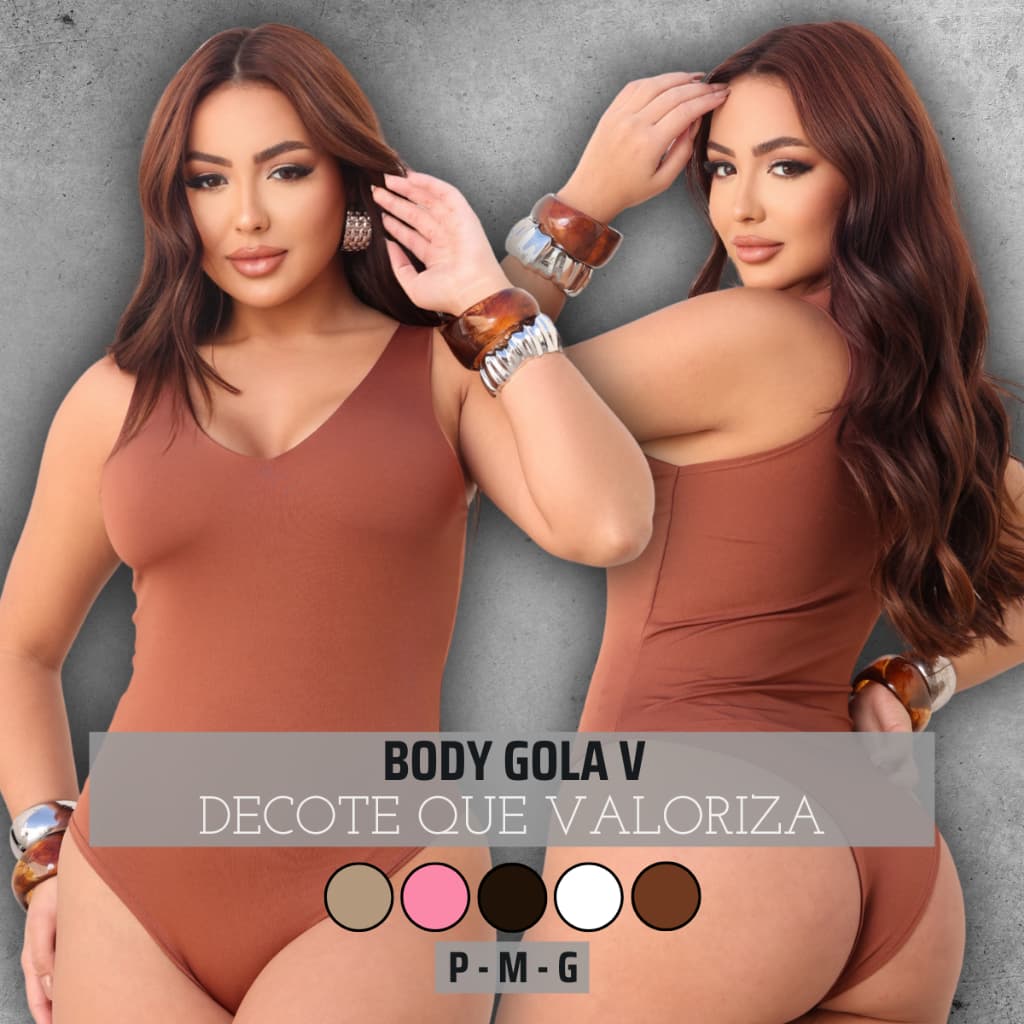 Body Gola Decote V Collant Dia A Dia Bory Básico Feminino Bori Verão Suplex Bodi Casual Forrado Alças Grossas Elegante