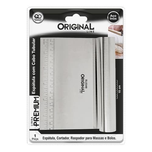 Espátula de cortador raspador  15cm aço Inox  de cozinha  Profissional para Massas, Bolos e cabo tubular Medidor gravado