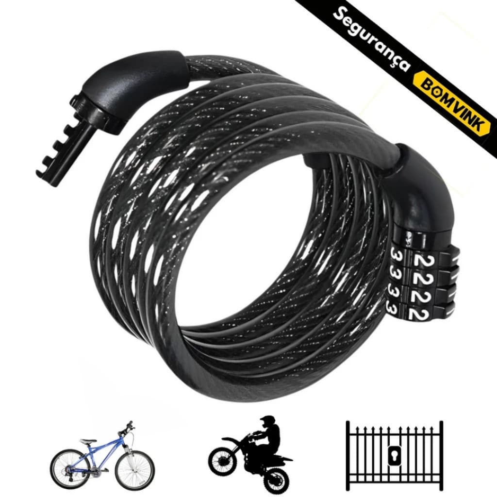 Cadeado Bicicleta Reforçado Cabo De Aço Bloqueador Senha