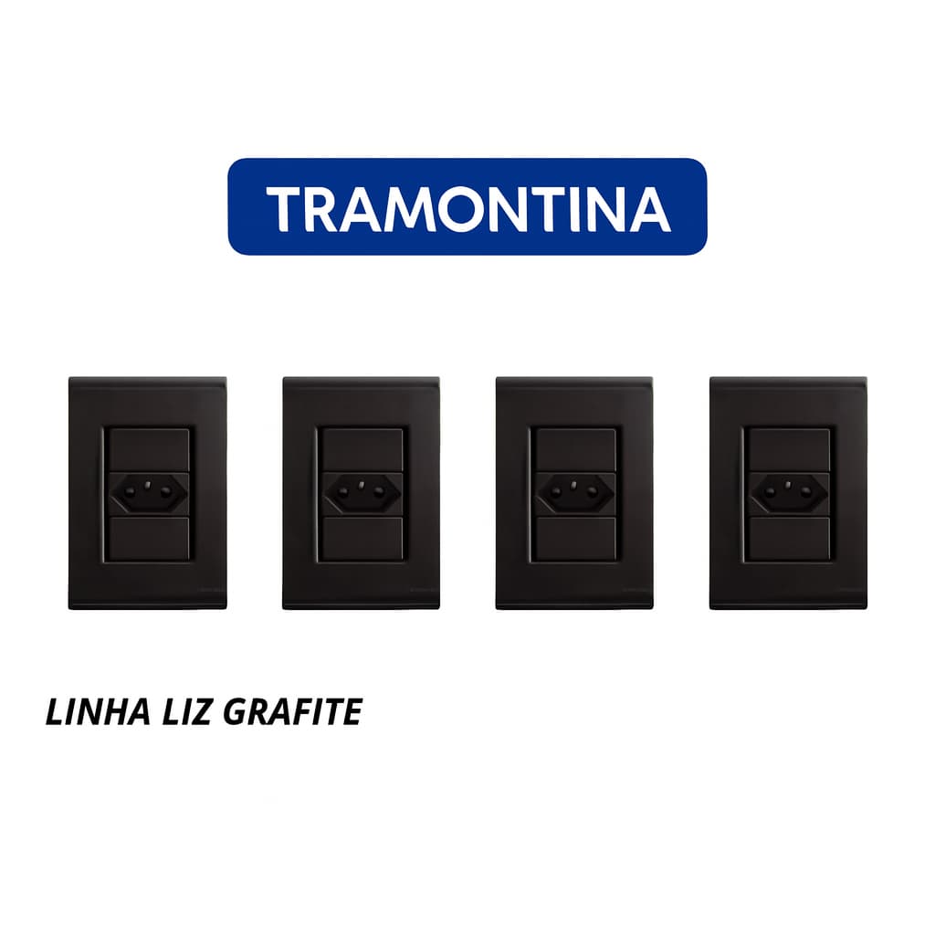 Kit 4 Tomada Simples Tramontina Liz Grafite