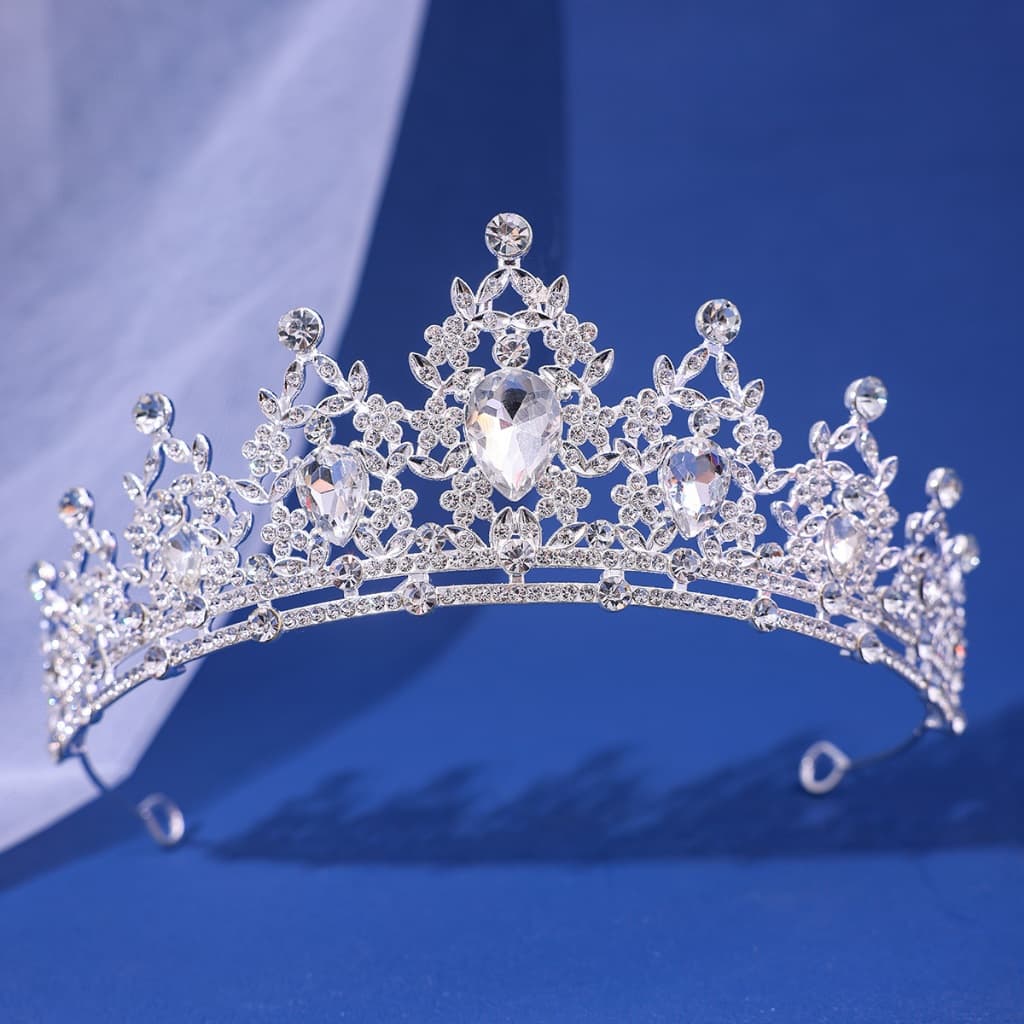 Tiara Coroa de Princesa Luxo com Cristais – Acessório De Cabelo para Noiva, Debutante, Festa ou Presente Glamour Vintage