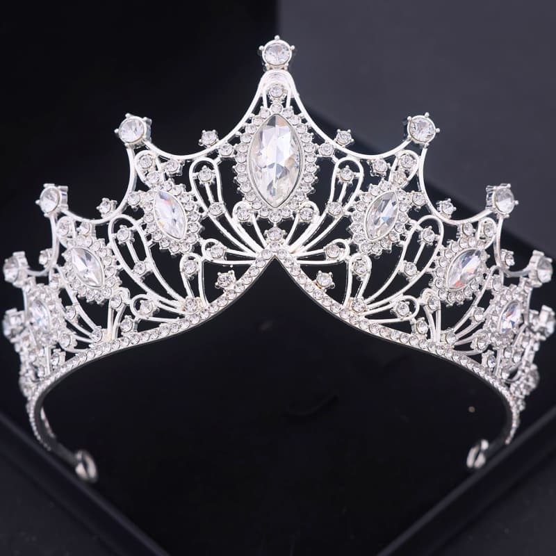 Tiara Coroa de Princesa Luxo com Cristais – Acessório De Cabelo para Noiva, Debutante, Festa ou Presente Glamour Vintage