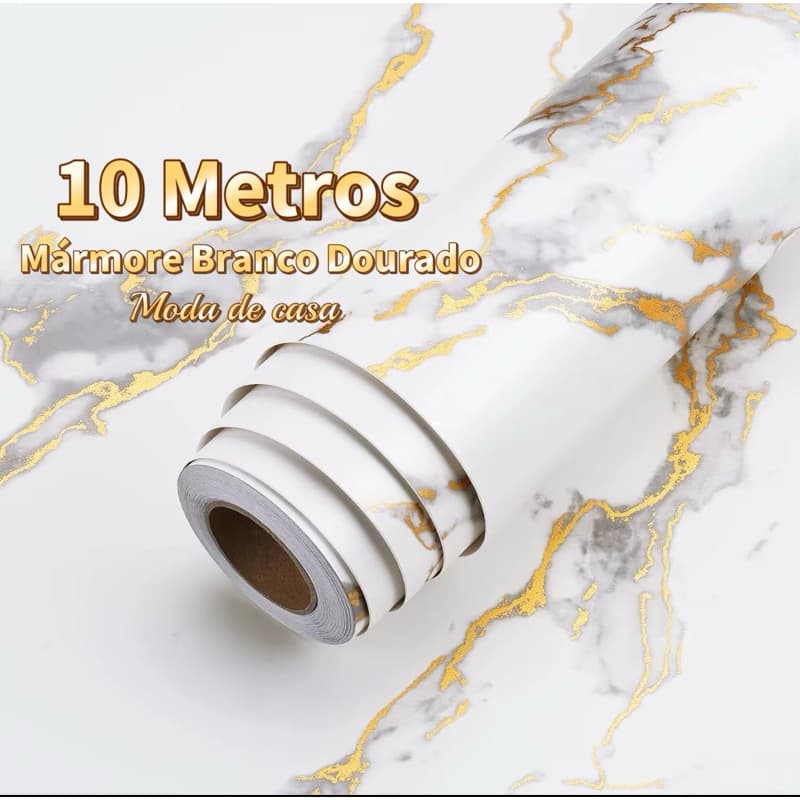 Papel de Parede Modelo Mármore 10 METROS x 45CM Adesivo Autocolante para Sala, Quarto