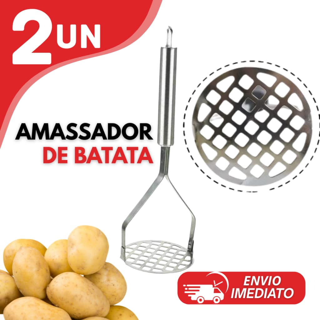 Amassador Espremedor  De Batata Manual Legumes Multiuso Aço Inox Cozinha Multiuso