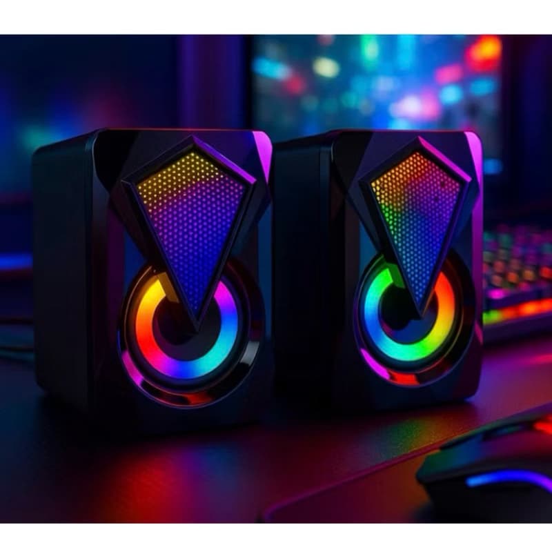 Caixa de Som Gamer RGB Knup 6W USB P2 Estéreo LED PC Notebook