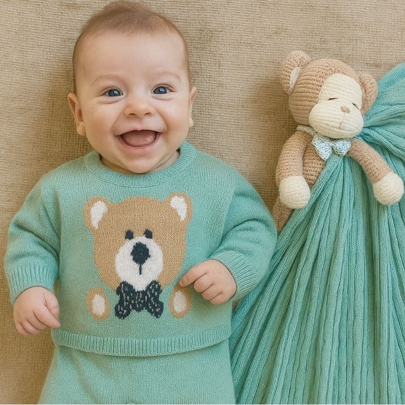Macacão Bebê Tricot Ursinho – RN Antialérgico