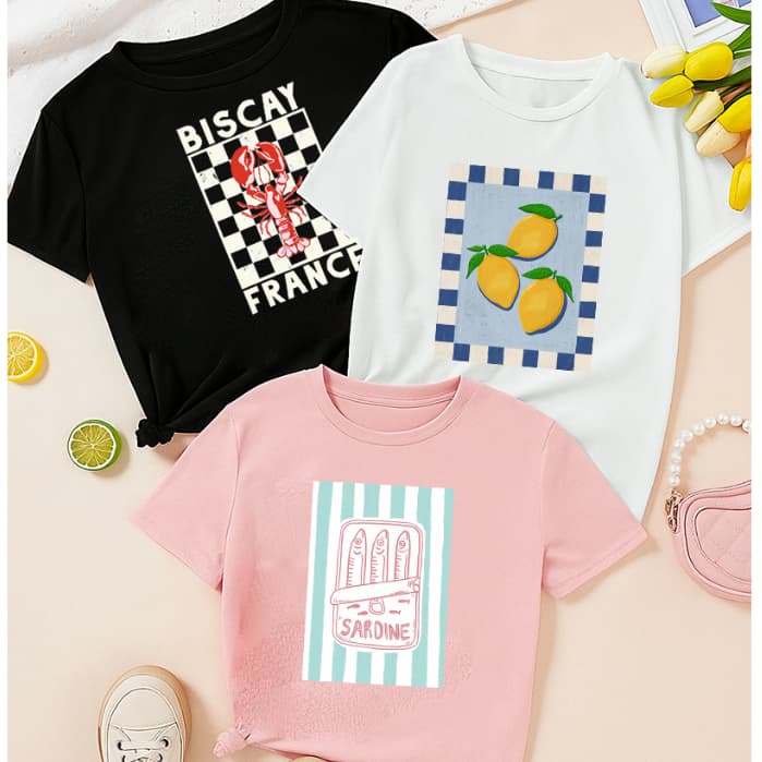Kit 3 Camisetas Básicas Femininas Sardinha Limoncello Blusa 100% Algodão T-Shirt Vintage Lançamento