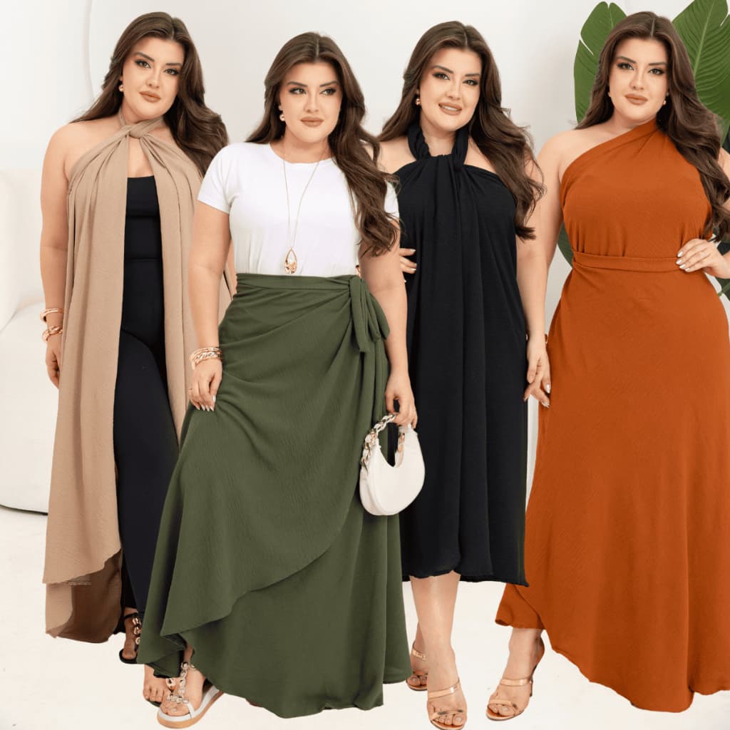 Saia Plus Size Longa Transpassada De Amarrar Vira Vestido Soltinha