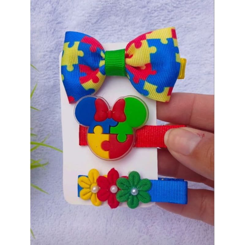 Laço infantil autismo/Hairclips autismo