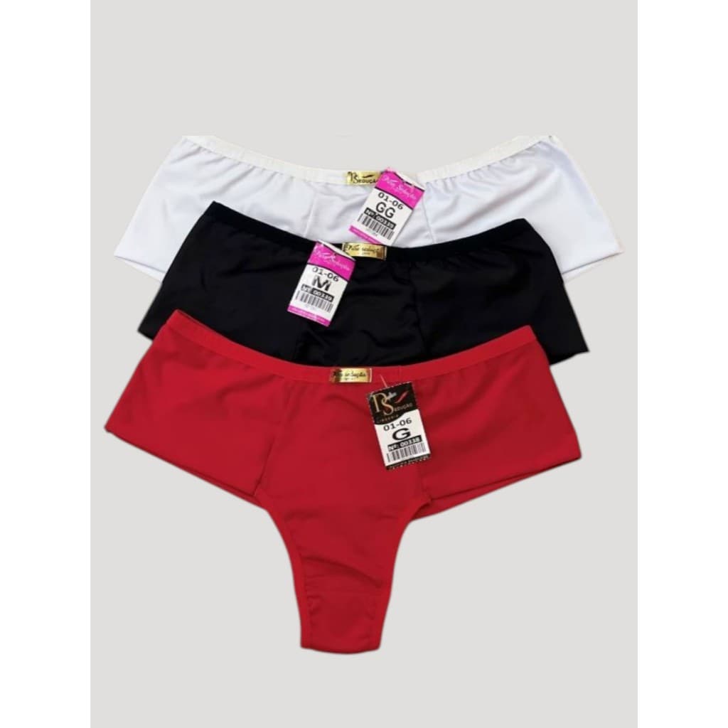 Kit 3 Calcinhas Fio Duplo Pala Dupla Conforto Cintura Alta Reforçada