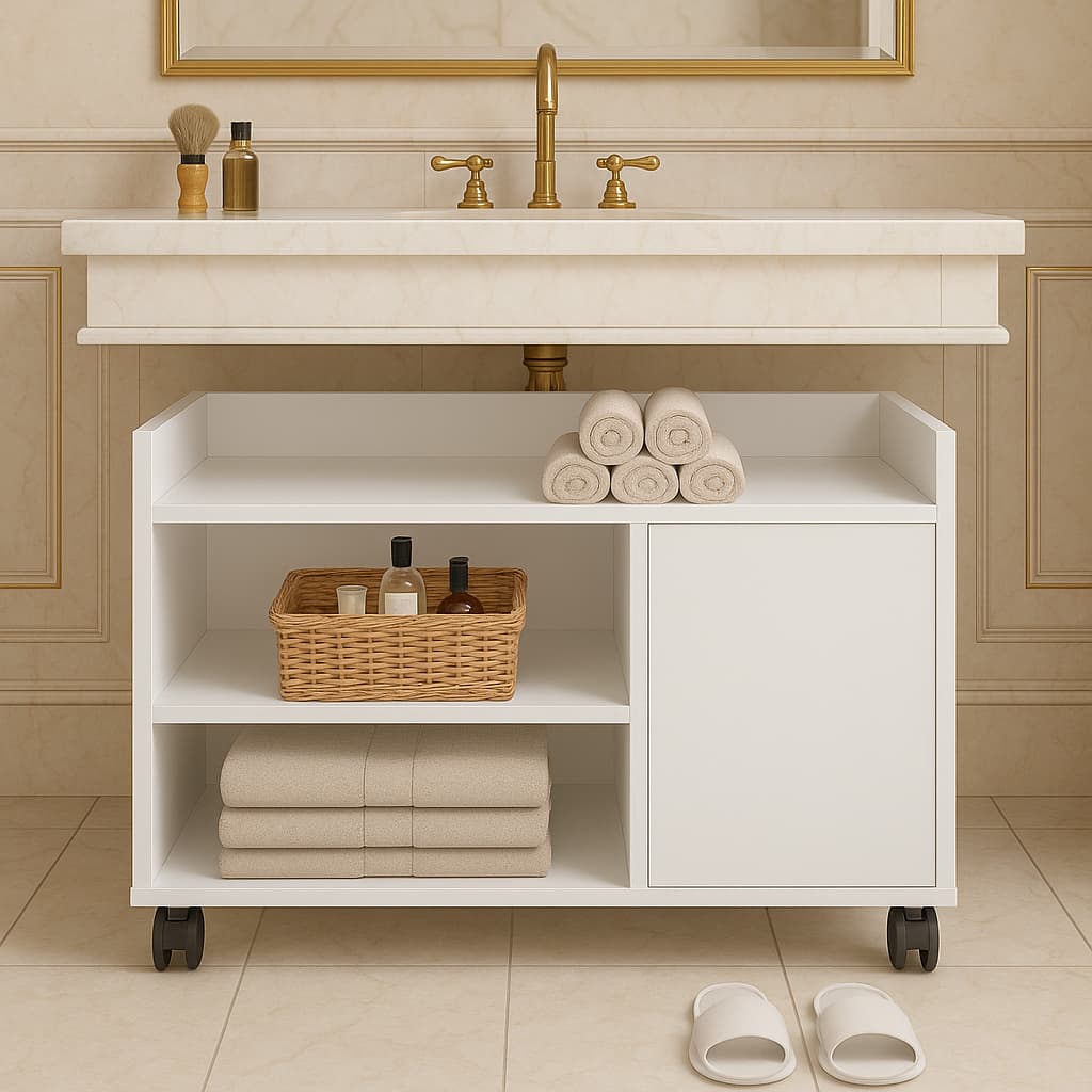 Gabinete Armário P/ Banheiro Organizador Com Rodízio 40x60x36 Lavabo Envio Imediato e Seguro.