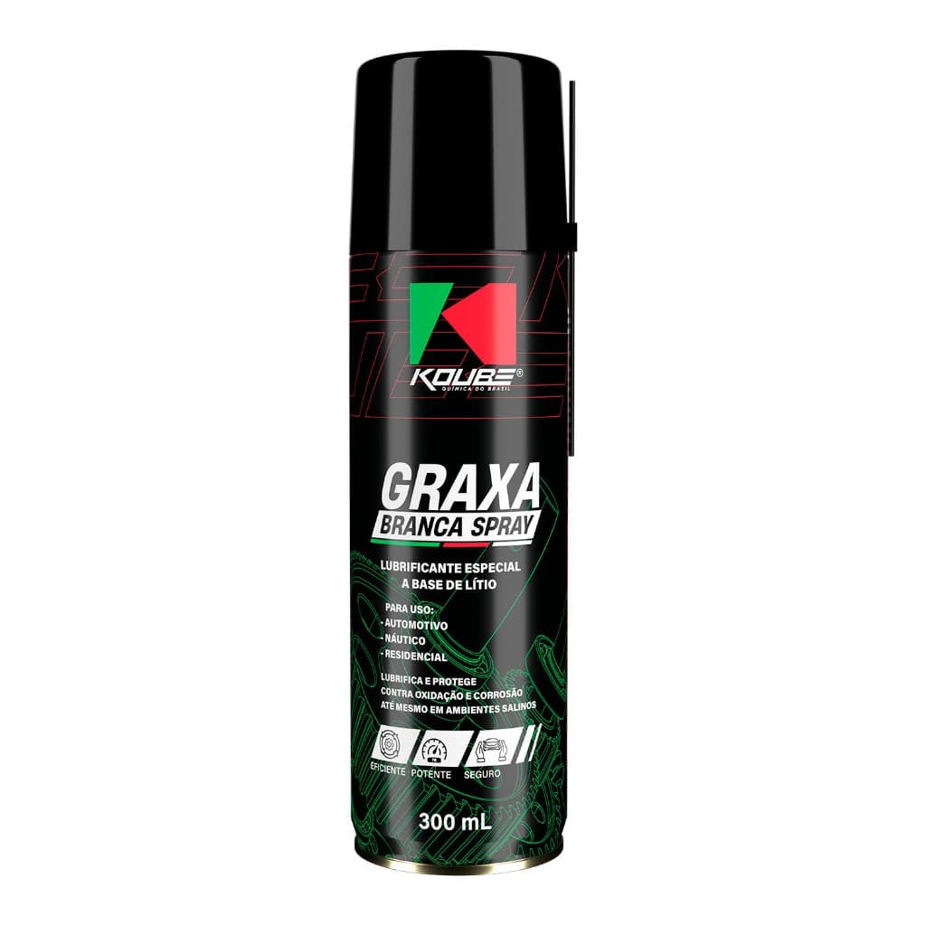 Graxa Spray Para Engrenagens Dobradiças E Cabos Flexíveis Graxa Branca Spray Koube 300ml Lubrifica