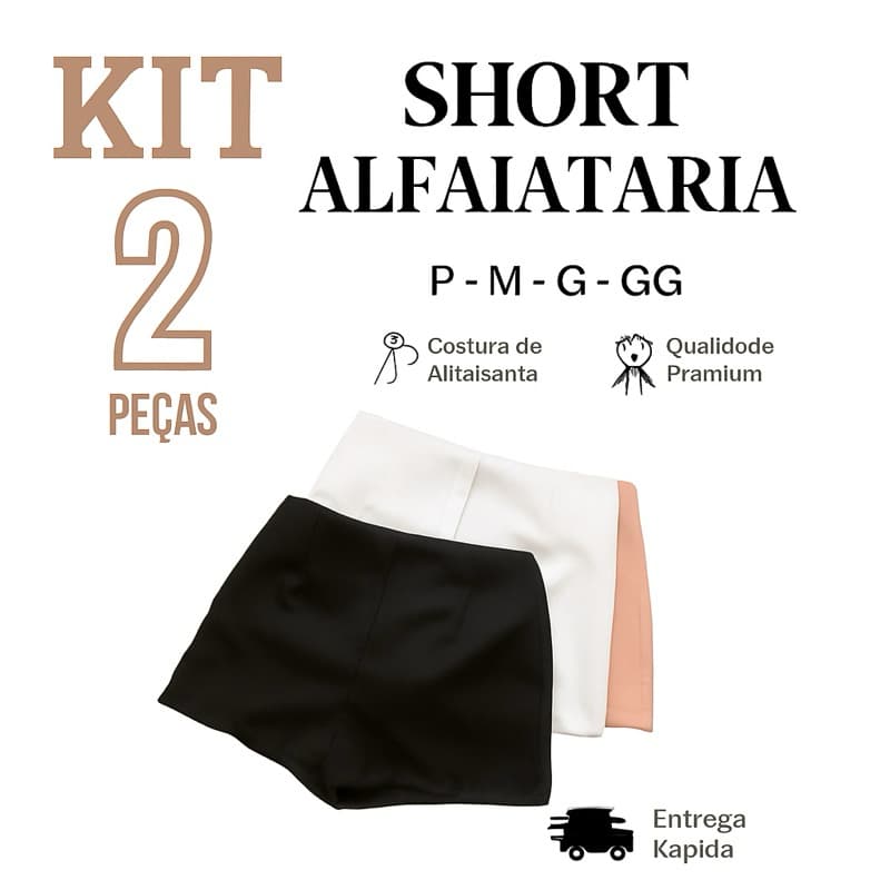 Kit 2 Short Alfaiataria Feminino Zar@ PROMOÇÃO