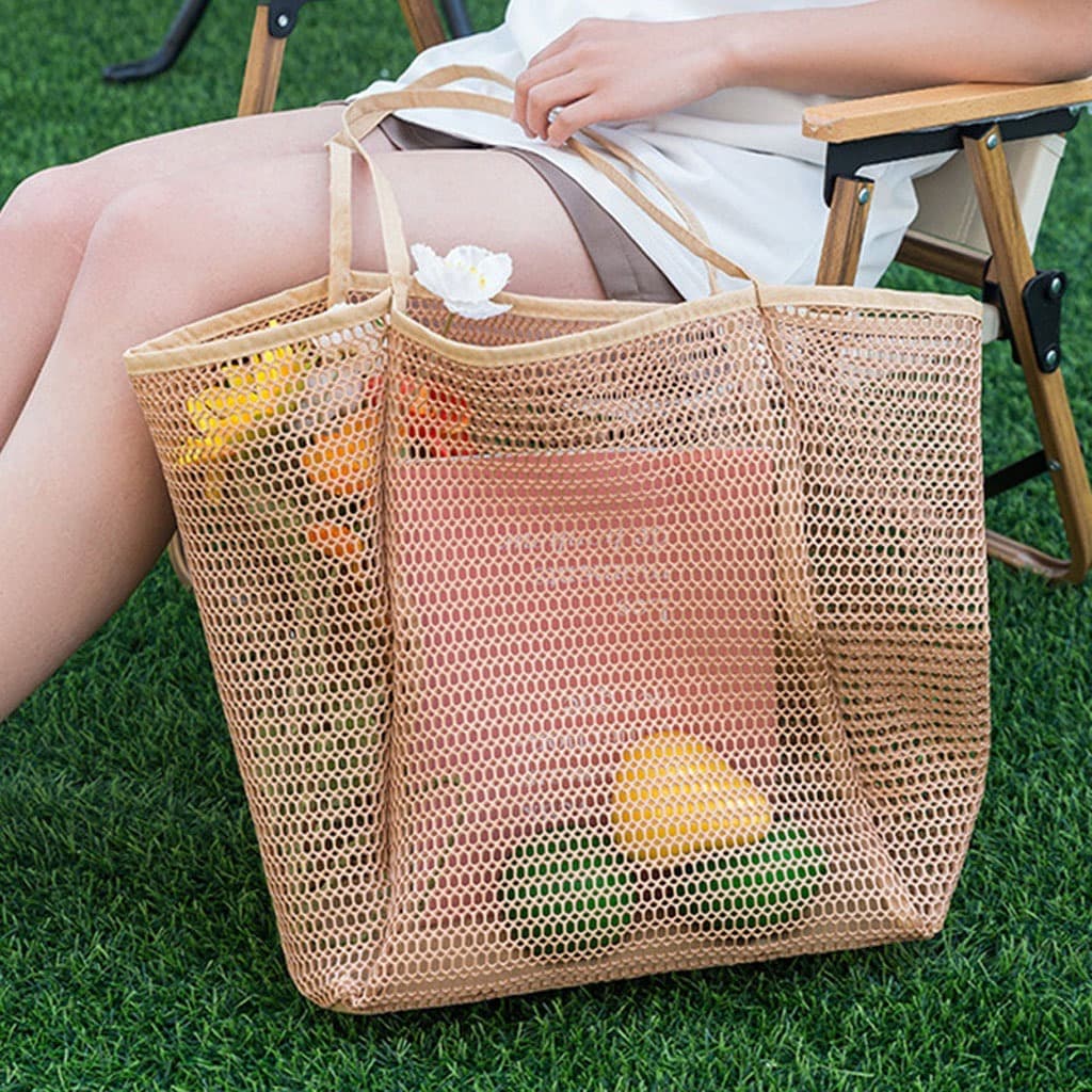 Bolsa de Praia Tela Vazado Feminina – Grande, Leve e Estilosa | Ideal para Verão e Viagens