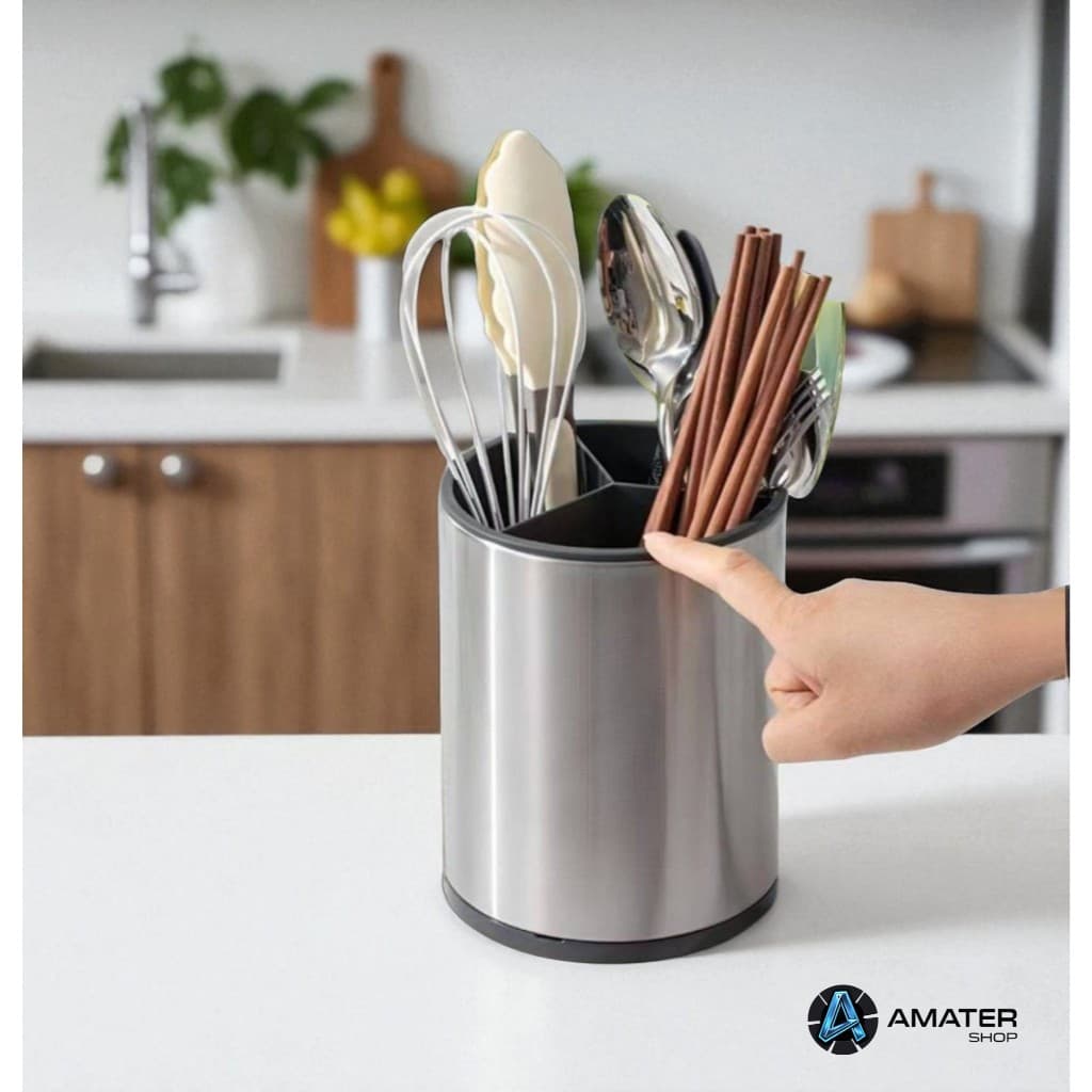 Porta Talher Com Dreno Com Divisória Inox Organizador Cozinha Escorredor Pia