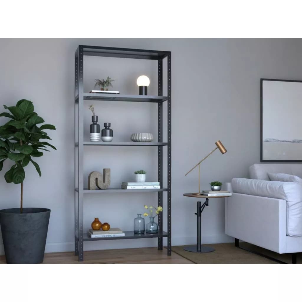 Prateleira Armário Estante De Aço Multiuso 90 Cm 5 Divisória Preto