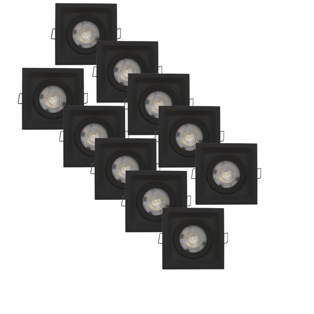 Luminária Spot Recuado LED Deep 5W 3000K Quadrado Preto- Kit c/ 10 Unidades