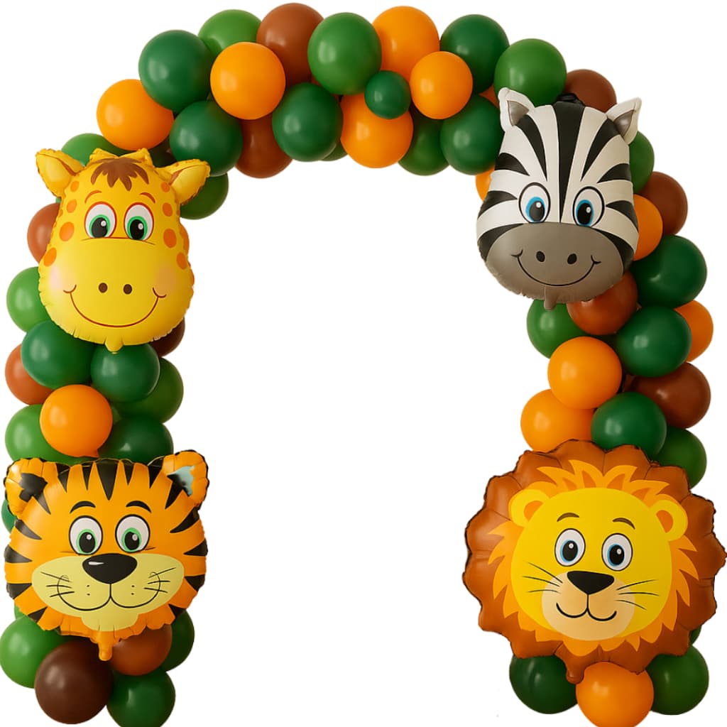 Kit Festa Safari Balão 6,5 Pol Arco de Balão Tema Selva Floresta Bexiga Decoração Infantil