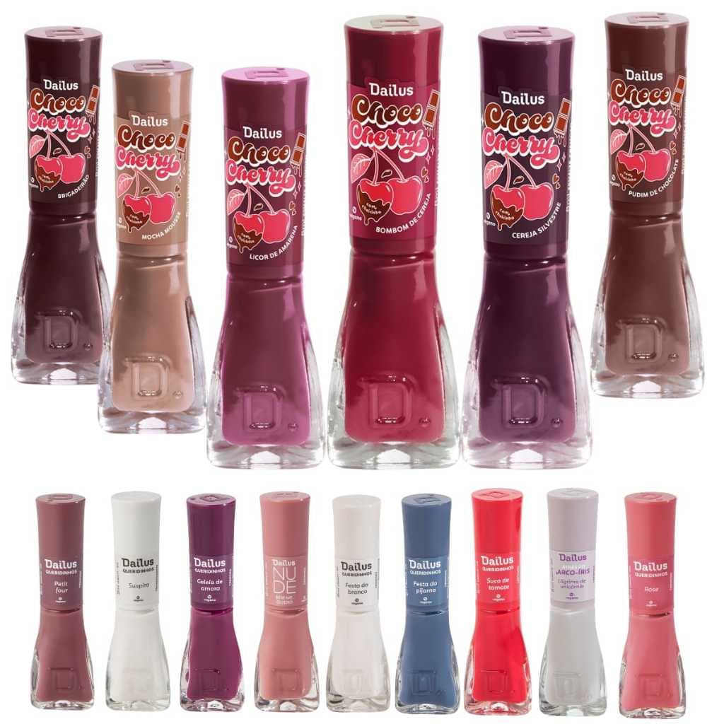 Esmaltes Dailus Choco Cherry Taça de Cristal Bolo de Chocolate Top Coat Glass Chrome Mohda Nail Bond Express - Escolha