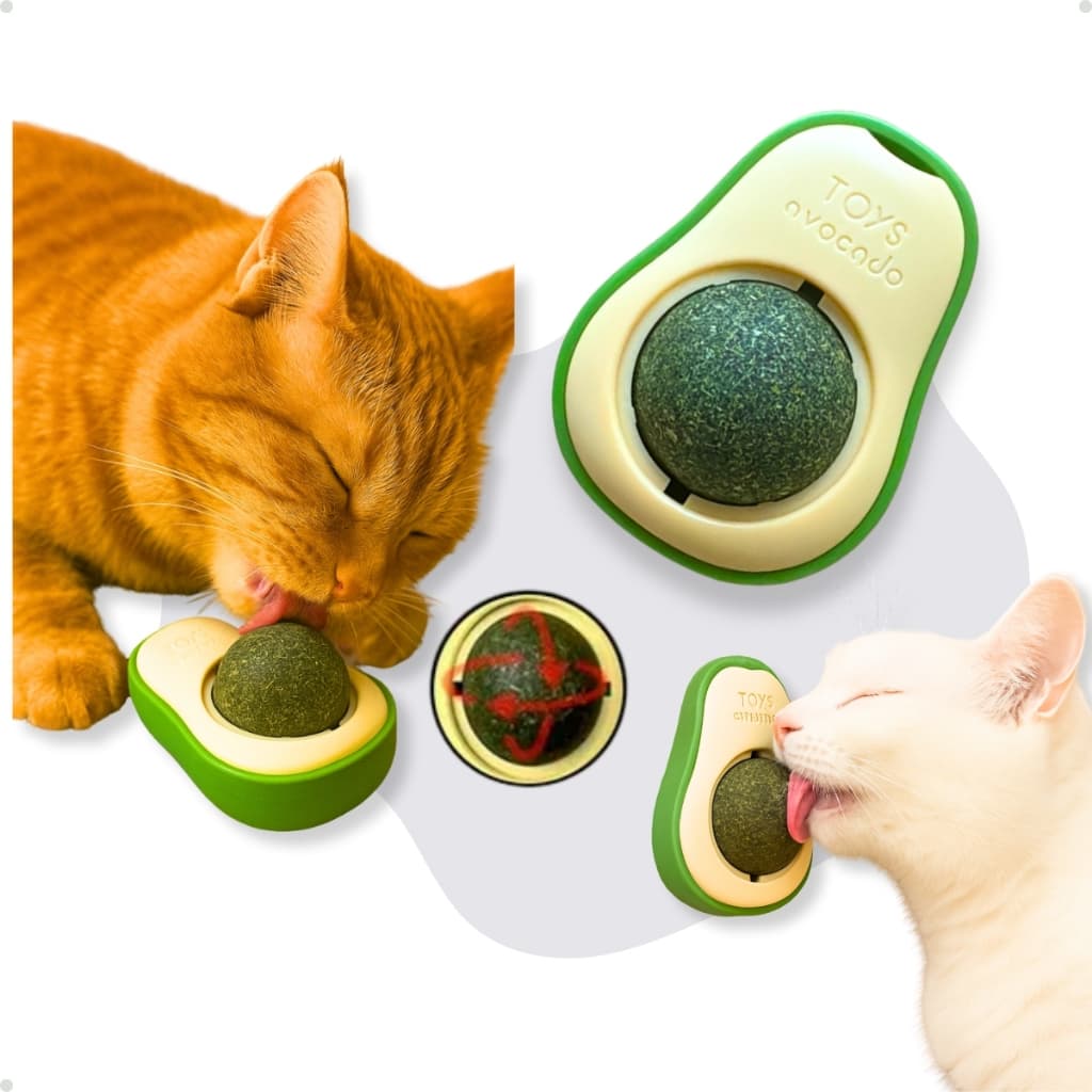 Catnip Brinquedo Massageador para Gatos em Formato de Abacate - Alivia o Estresse e melhor Bem-Estar