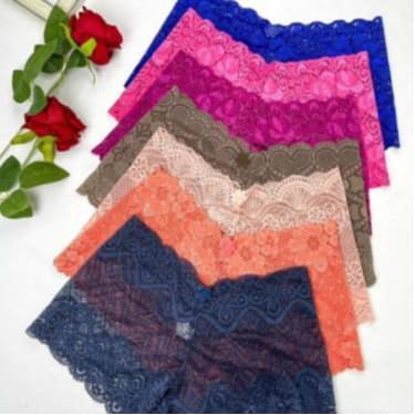Kit c/10 Calcinhas Box de Renda Short Caleçon